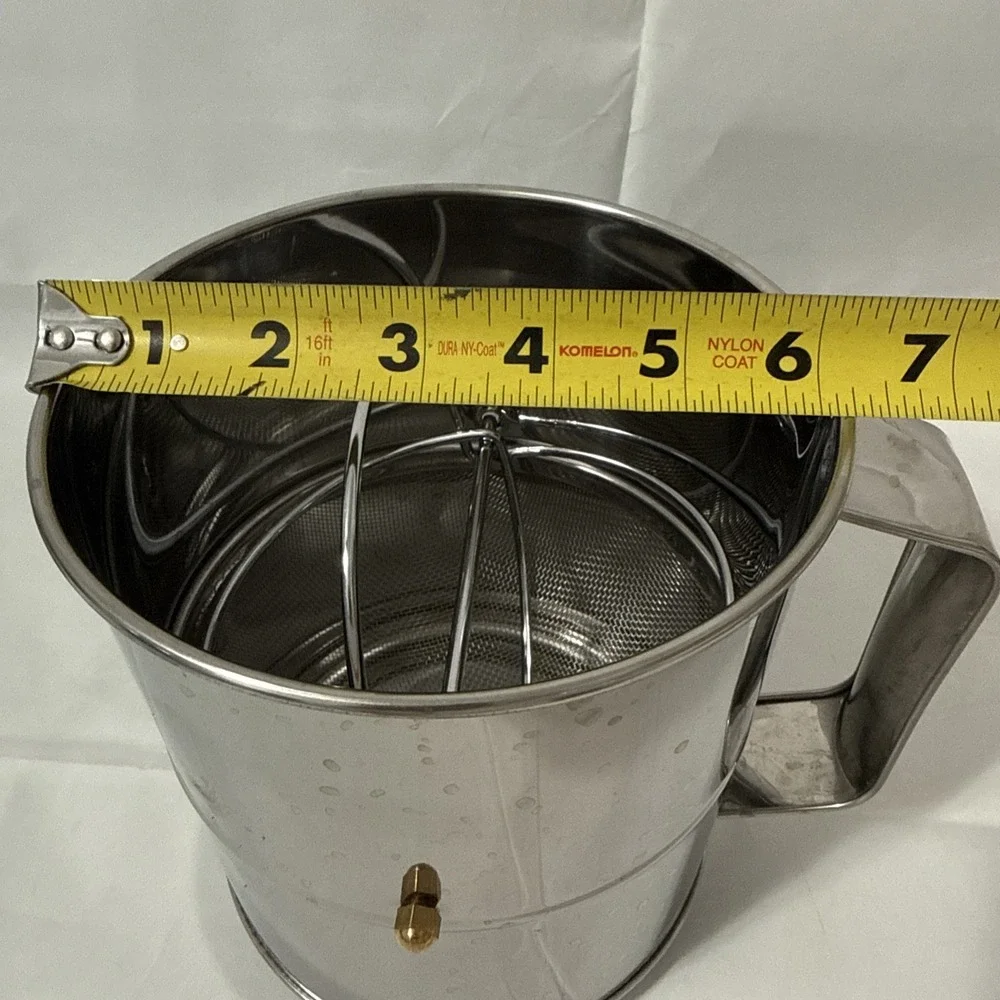 Flour Sifter 8 Cup Stainless‎ Steel Rotary Hand Crank New!
